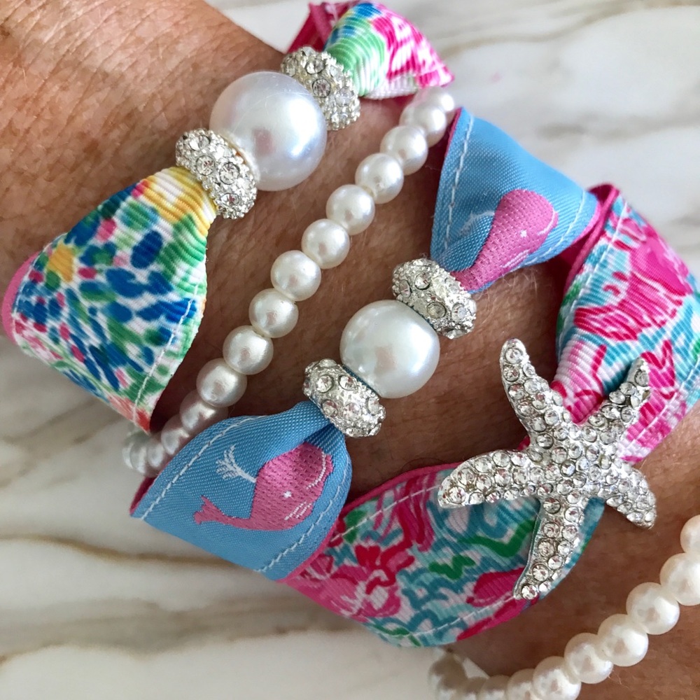 Lobstah Roll Starfish Ribbon bracelet set